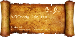 Várady Júlia névjegykártya