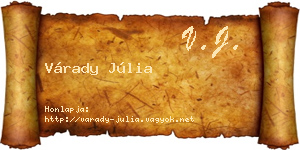 Várady Júlia névjegykártya